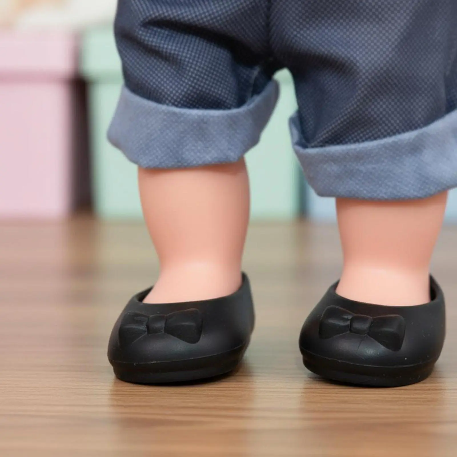 Miniature Doll Shoes for 25cm Dolls Bright Pink Bow Flats Plastic Toy Footwear for Girls Pretend Play House Accessories