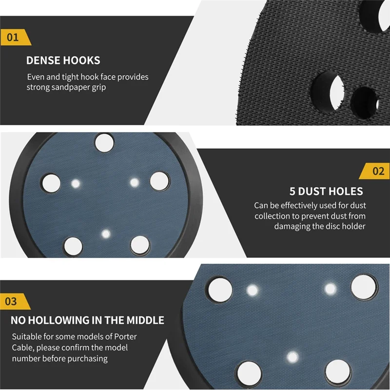 

Orbital Sander Pads 2Pc 5Inch 5 Hole Replacement Track Parts For Portercable 33 333VS Random Track Sander Hook-A21R