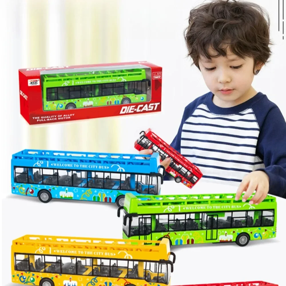 Modelo de coche de autobús de simulación de aleación de 15CM, juguete para niños, autobús extraíble, coche de ciudad de inercia, juguete de educación temprana para niño y niña, regalo de cumpleaños