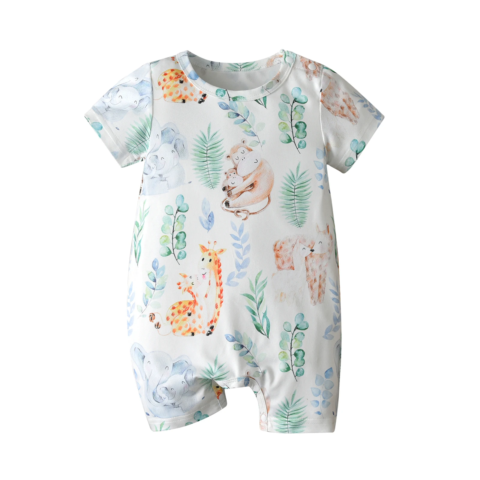 Newborn Infant Baby Boy Cute Printed Romper Jumpsuit Clothing Thin Cotton Short Sleeve One Piece Clothes