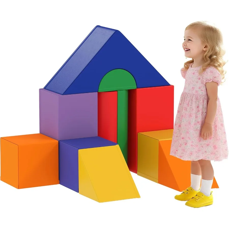 

11-Piece Soft Foam Climbing Blocks for Toddlers Ages 1-3 Assorted Colors Safe Non-Slip Playset for Indoor Climbing and Crawl Ac