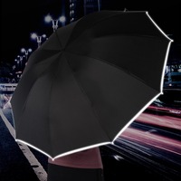 Fully Automatic Reverse Umbrella Black Plastic Sunshade Car Led Light Reflective Strip Folding  Flashlight Advertising Umbrella