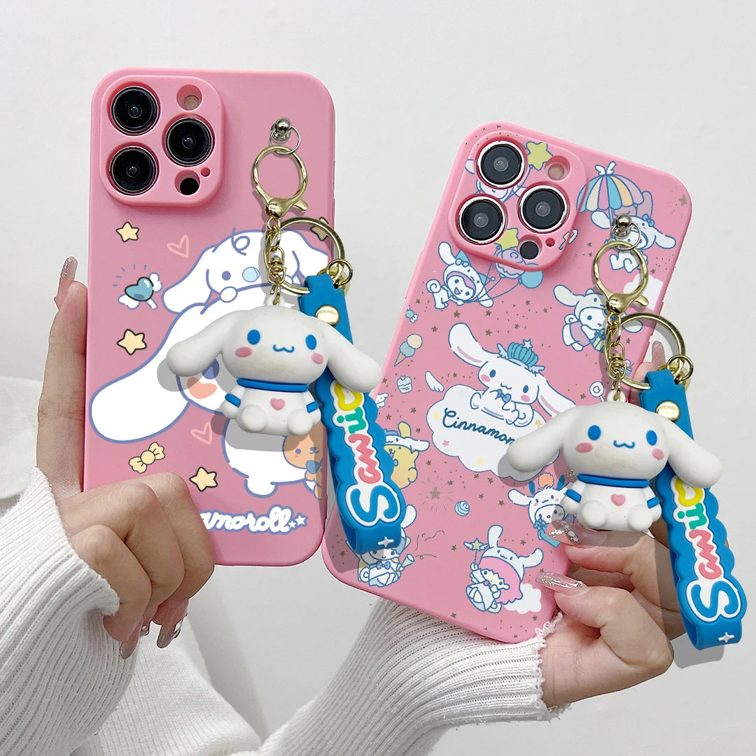 For OPPO A15 A94 A54 A55 A53 A74 A96 A57 A17 A58 A78 60 Realme C55 53 35 30 21Y 11 33 63 61 Many Cinnamoroll Case With Keychain