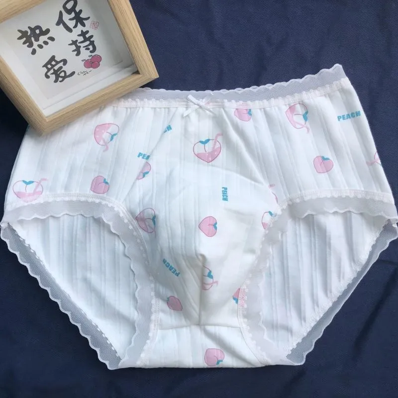 Mid Low Waist Men's Sweet Intimates Cute Underwear Lace Trim Floral Modal Comfortable Daily Ventilation Briefs