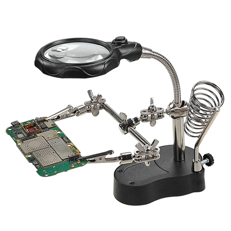 

Soldering Iron Table Bracket With Welding Magnifying Glass Digital Equipment Maintenance Tool Table With LED Lamp