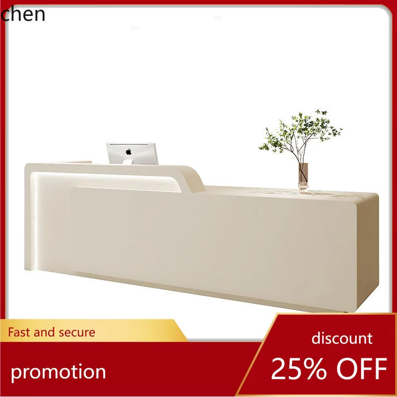 

ZML Front Desk Hotel Cashier Curved Beauty Salon Bar Counter Stainless Steel Reception Desk