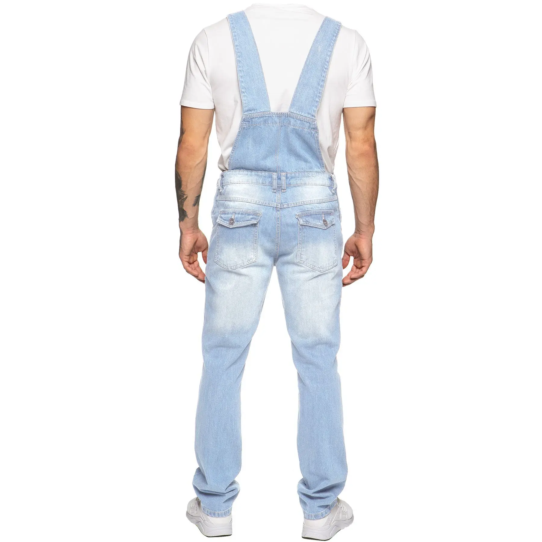 Overalls Men's Casual Multi-Bag Elastic Slim-fit Pants Men's Denim Overalls view 4