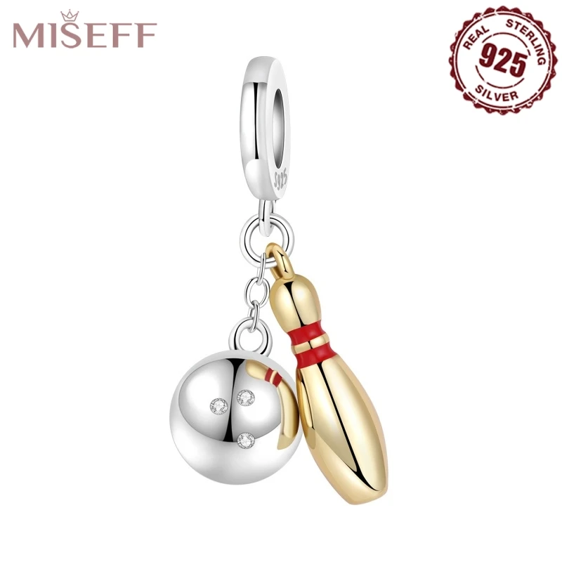

MISEFF, новый браслет из стерлингового серебра 925 пробы, шар для боулинга, подвеска, бусины для женщин, DIY, женские ювелирные изделия, подарки, Making 2025