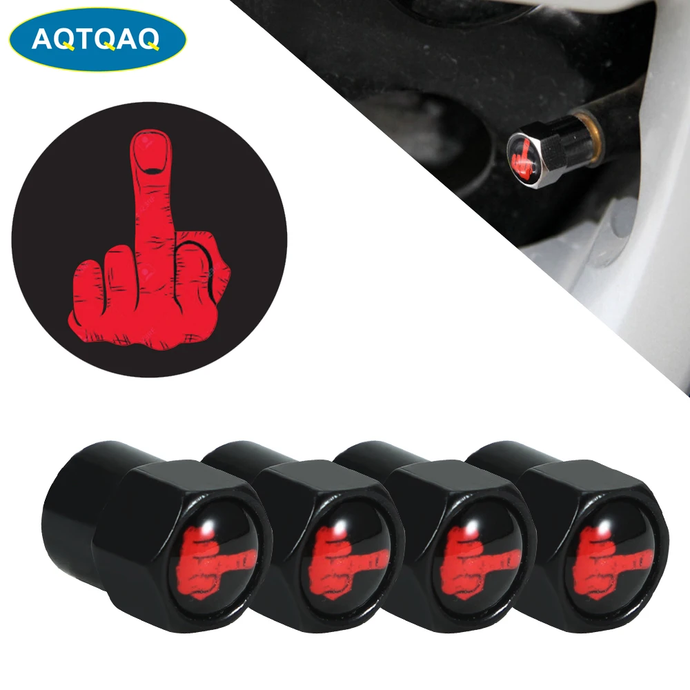 

4Pcs/Set Car Styling Aluminium Alloy/Copper Middle Finger Logo Car Tire Valve Caps Wheel Tires Tire Stem Air Cap Airtight Covers