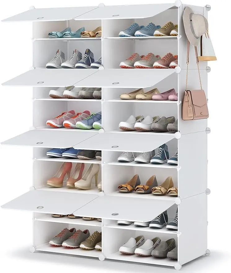 NEW Shoe Rack 8 Tier Shoe Storage Cabinet 32 Pair Plastic Shoe Shelves Organizer for Closet Hallway Bedroom Entryway