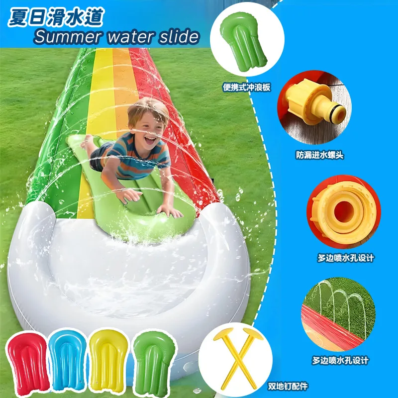 480x75CM Inflatable Water Slide Mat Summer Swimming Pool Waterskiing Splash Toys Outdoor Backyard Lawn Water Slides Sprinkler