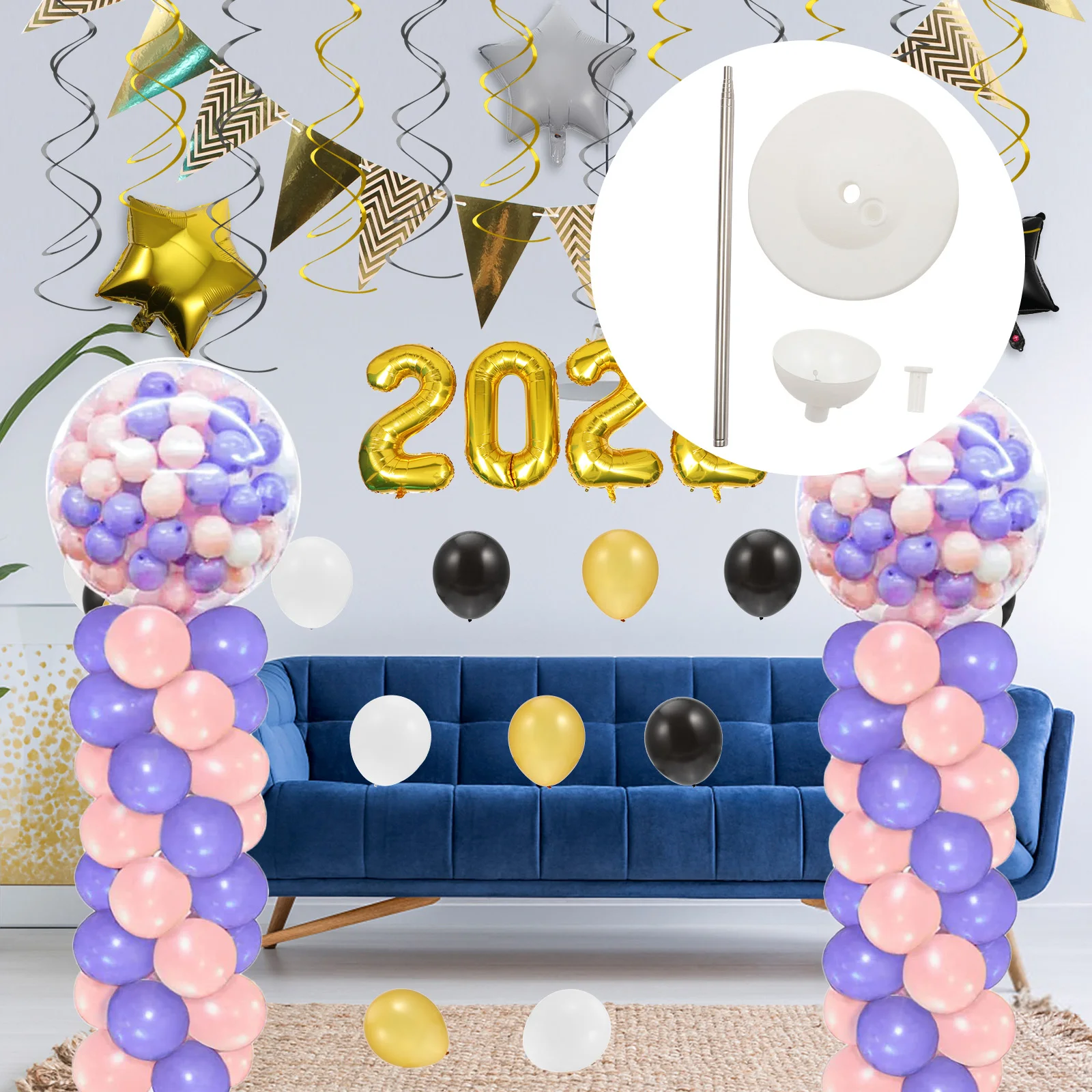 

1 set 1 Set Balloon Stick Bowl Holder Stand Kit For Party Wedding Decoration Rod Pole Column Light Weight Portable Accessories