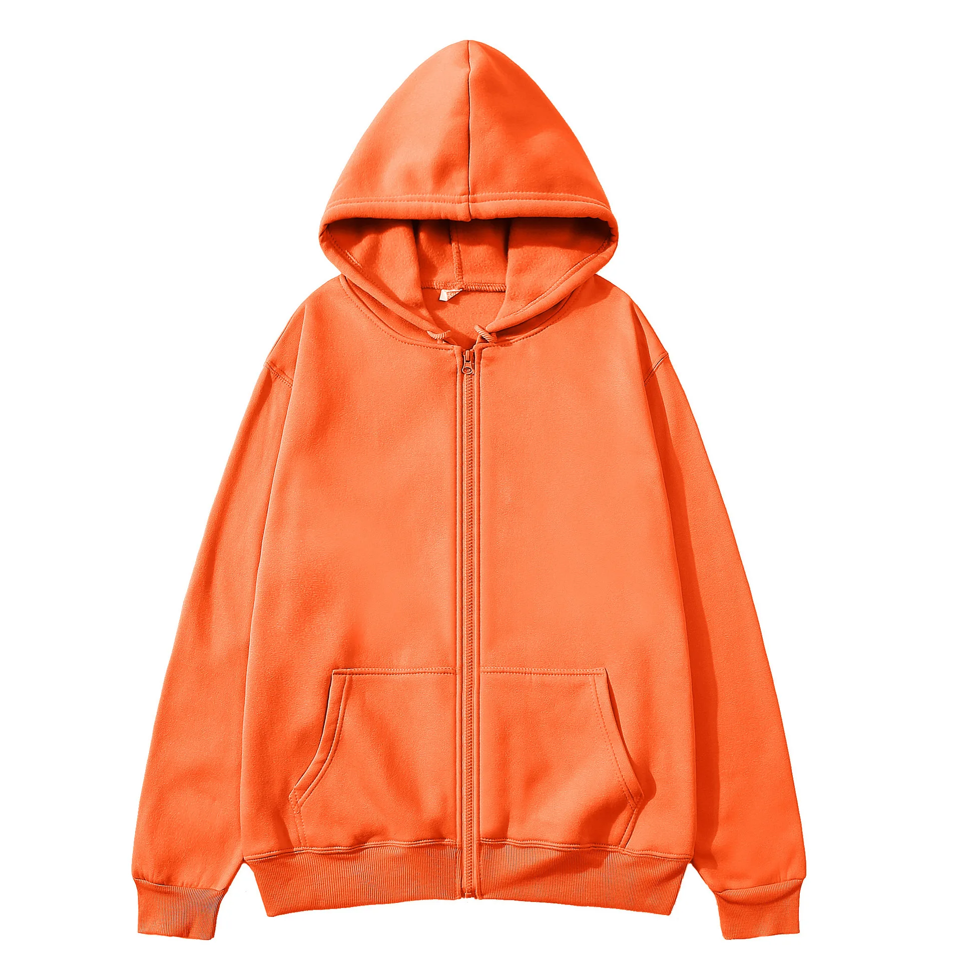 Autumn Winter New Multi Pocket Zipper Fleece Hooded Casual Sweatshirt Men and Women Loose Hoodie Women Fashion Sweatshirt Top