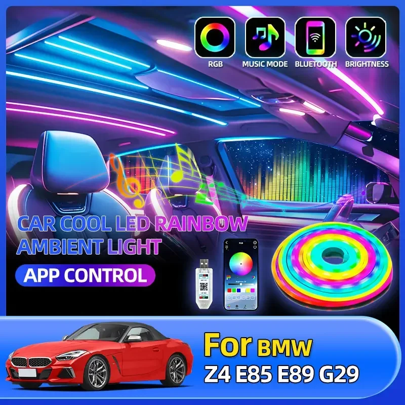 

1M/5M Car Interior Rainbow Decor LED Strip For BMW Z4 E85 E89 G29 X1/3/4/5/6/7 F48 F49 F39 F47 E83 F26 G02 E70 G05 F16 G06 G07