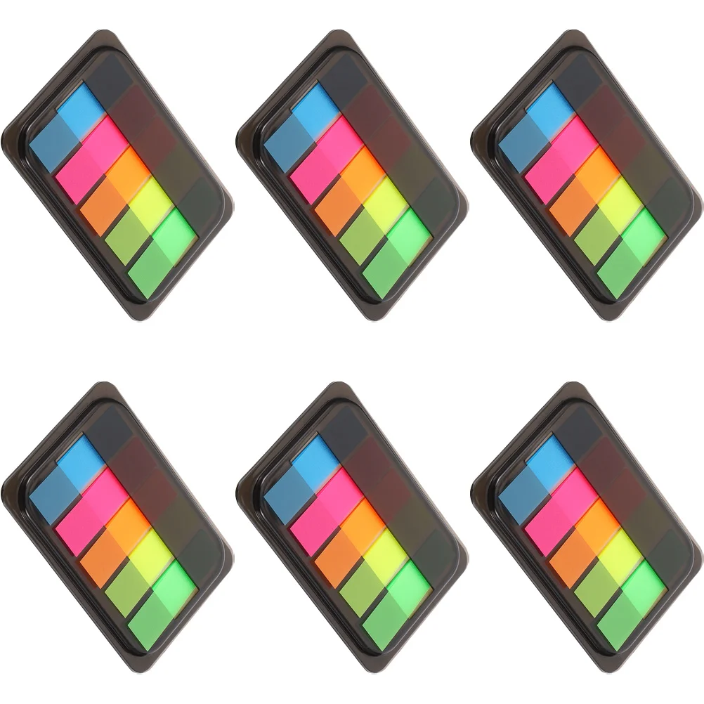 

6 Boxes Fluorescent Colored Removable Times Index Label Stickers Packaged Page Tabs Strips Bright Colors Eye