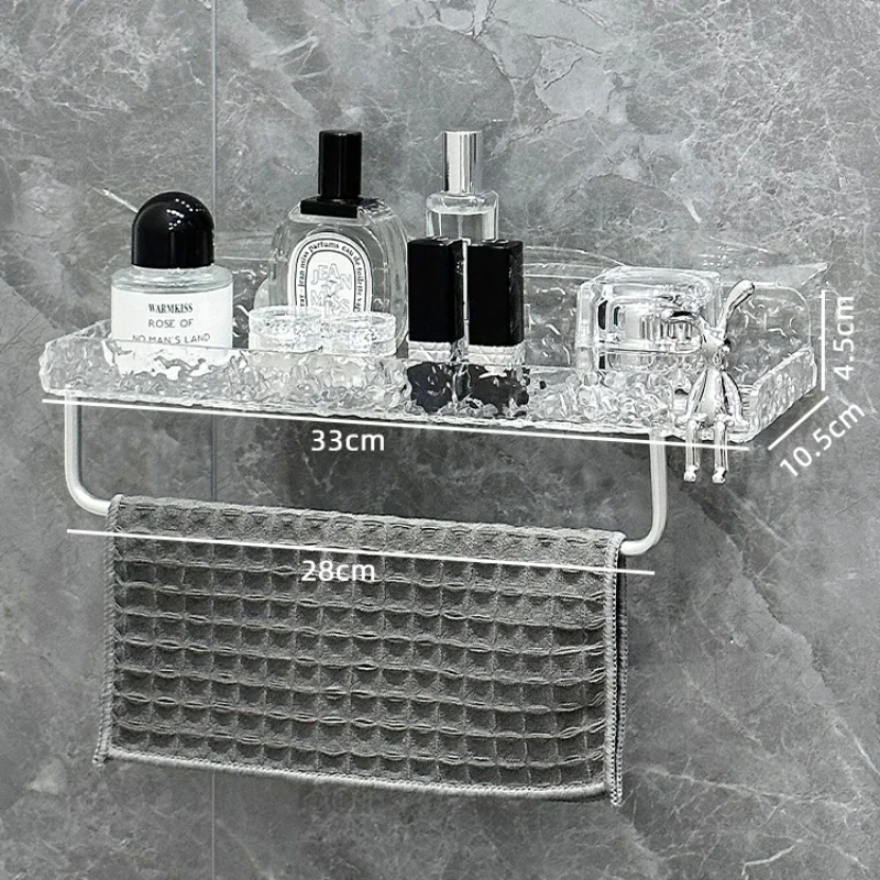 

Ins Bathroom Storage Rack No Punching Acrylic Shelf Light Luxury Non-Rusting Holder Wall Mounted Towel Organizer New Arrivals