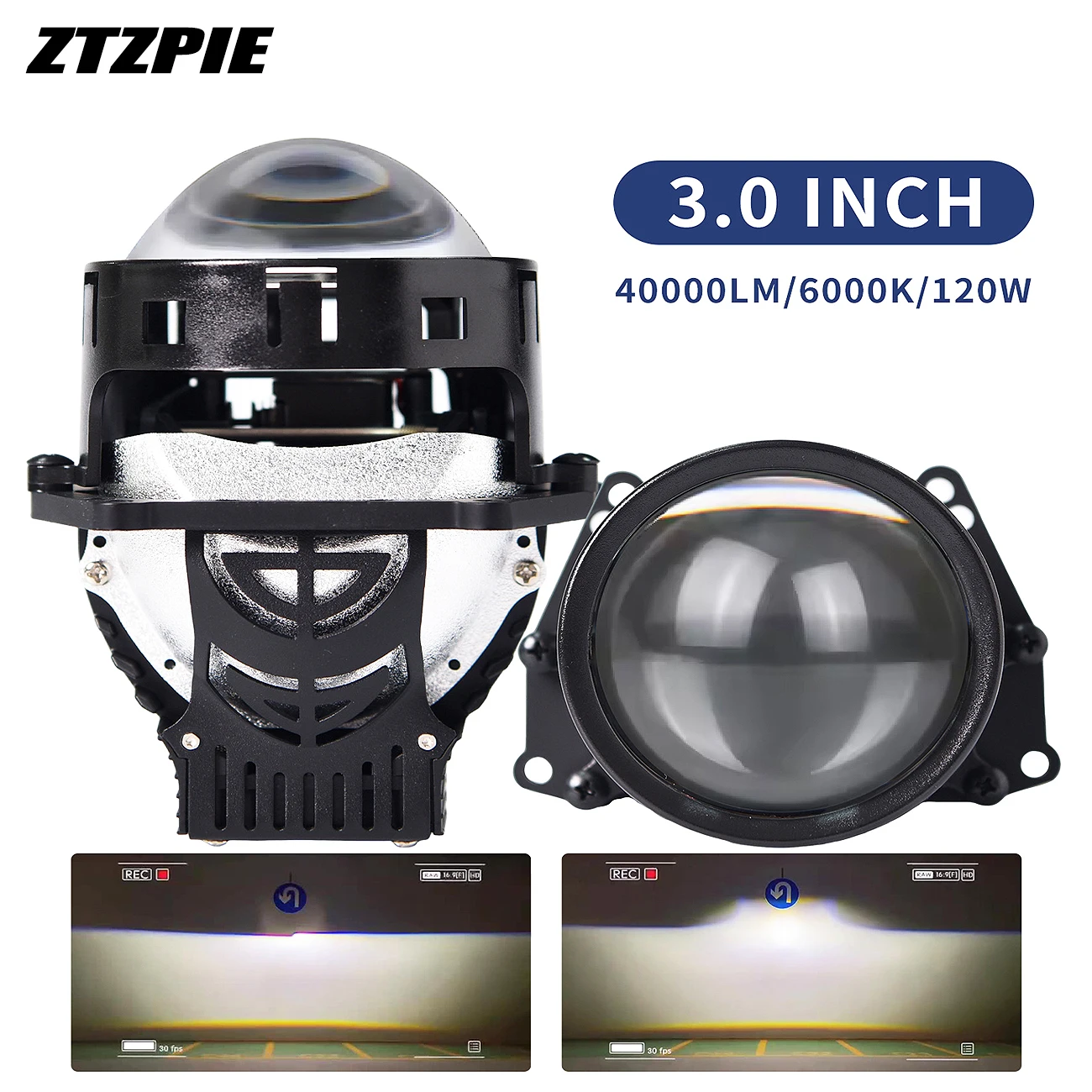 

ZTZPIE 2 шт., 120 Вт, двойной объектив, 3-дюймовый, 12 В, двойная чашка, 65 Вт, 6 + 3 чипа, мощная автомобильная светодиодная фара, светодиодная автомобильная фара H4 H7 6000K