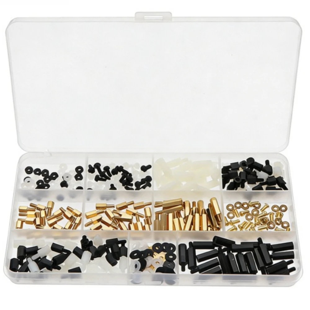 360-pz-borchie-e-dadi-esagonali-in-nylon-nero-bianco-perni-e-dadi-in-lega-di-rame-m3-con-viti