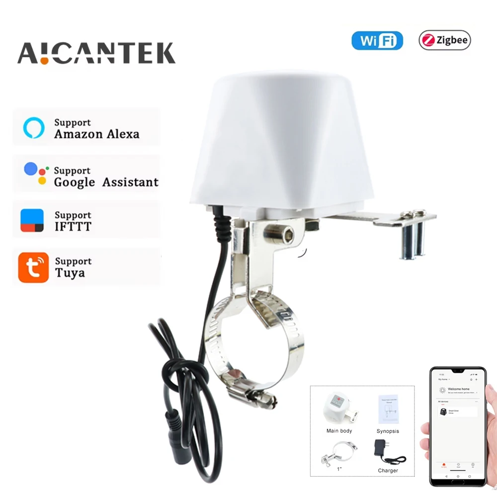 Smart Tuya WiFi Water Valve Zigbee Gas Shutoff Controller Support Alexa Google Assistant Smart Wireless Control Smart Life App