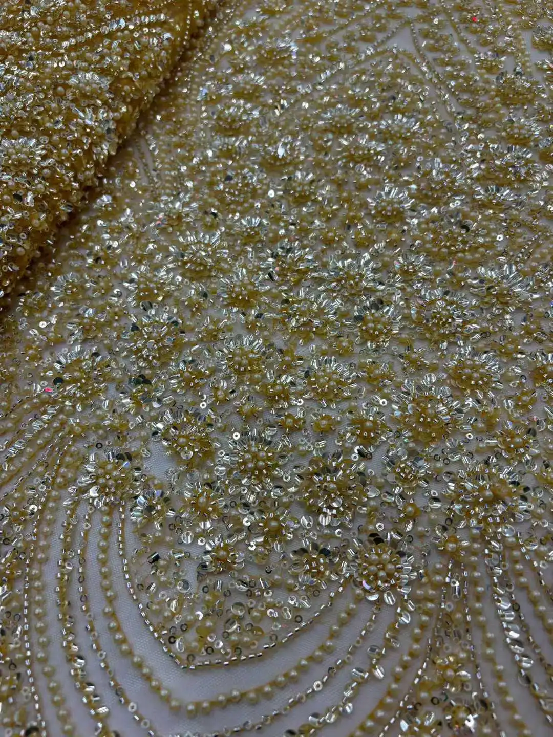 الذهب أحدث أفريقيا المطرزة تول صافي النسيج خط شكل الخرز 2025 جودة عالية فاخرة الترتر صافي الدانتيل فستان الحفلات المسائية #4