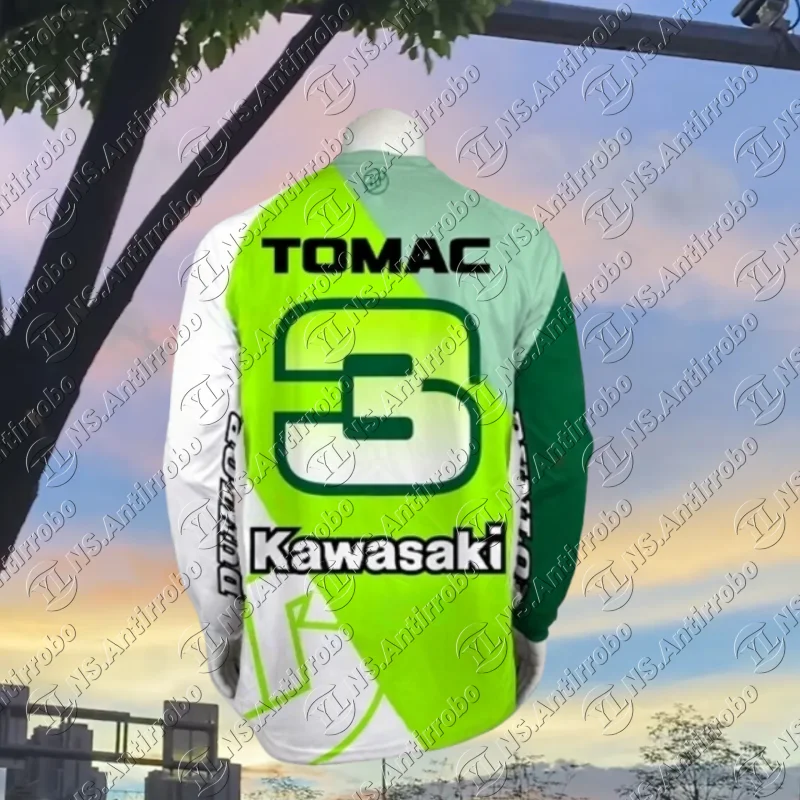 

Мужская футболка Kawasaki Motorcycle Racing Team с длинным рукавом, весенне-осенняя мужская футболка 2026, новый спортивный дышащий мужской топ