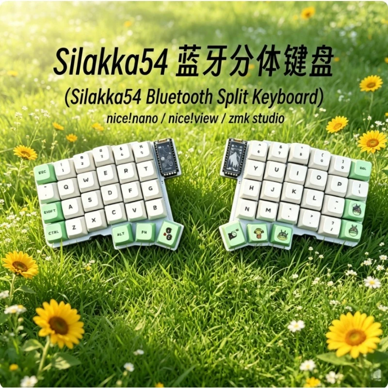 Custom Silakka54 Split Mechanical Keyboard Bluetooth Wireless Dual Mode ZMK Firmware Hot Swappable Ergonomic Split Keyboard