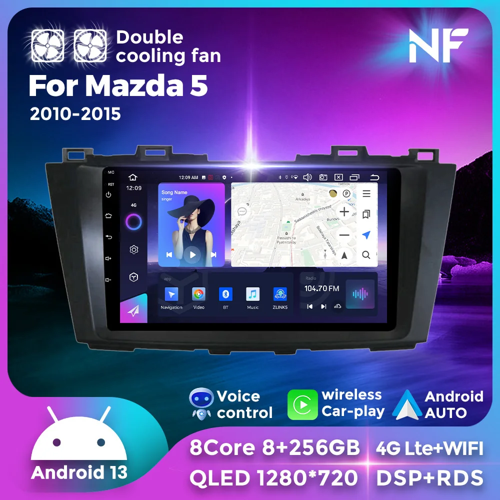 

Navifly Android Auto Carplay Monitor 2 Din Car Radio For Mazda 5 3 CW 2010-2015 GPS Car Audio Stereo Intelligent Systems Player