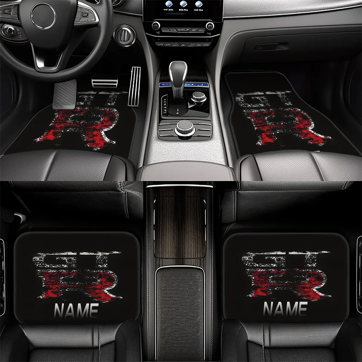 4pcs Customizable Name Car Mats Featuring A Shattered Letter Design Print - The Perfect Gift For Men/Women - Easy To Clean Autom