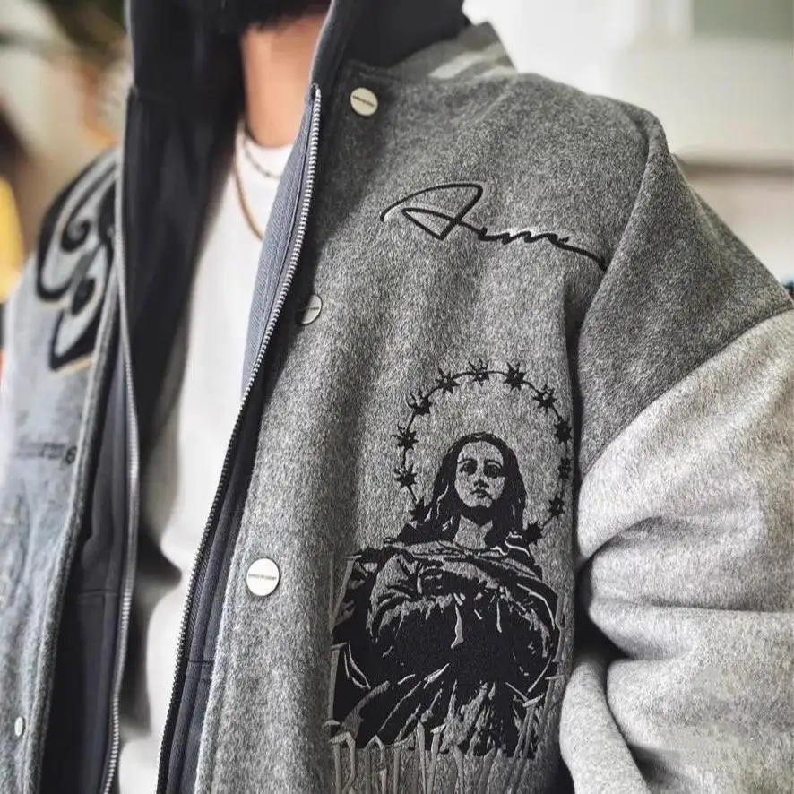 Thickened Embroidery Loose Fit Sunday Baseball Jacket Casual Outerwear Retro Style Autumn Winter New Arrival Youth Fashion