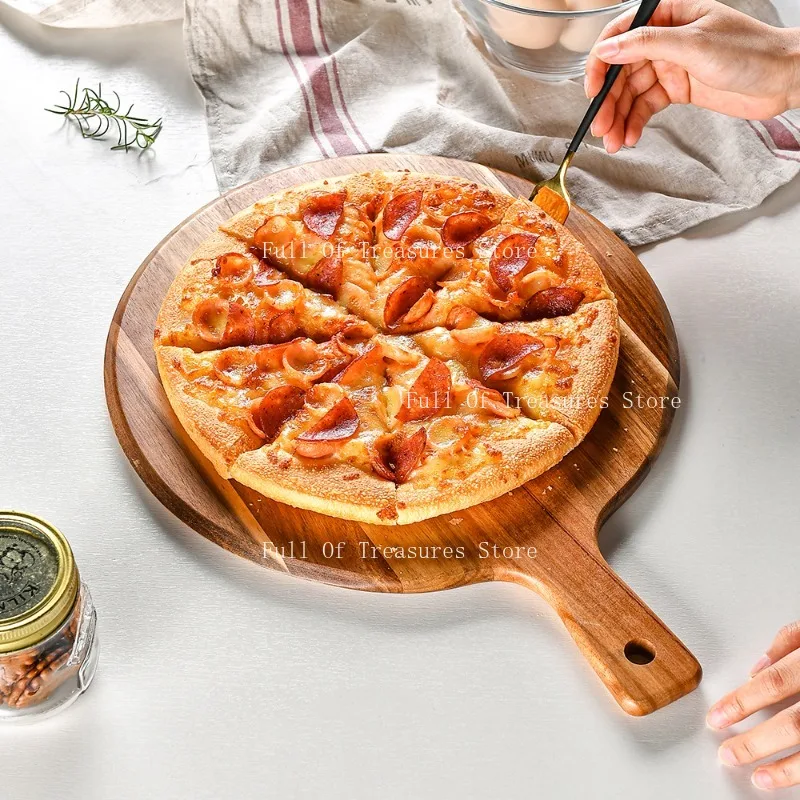 Wooden Round Pizza Board Steak Pan Breadboard Home Pizza Pan Cake Pan