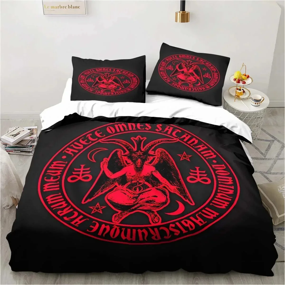 

Satanic Bedding Demon Twin Bedding Hell Death Set 3 Piece Comforter Set Bed Duvet Cover Double King Cover Home Textile