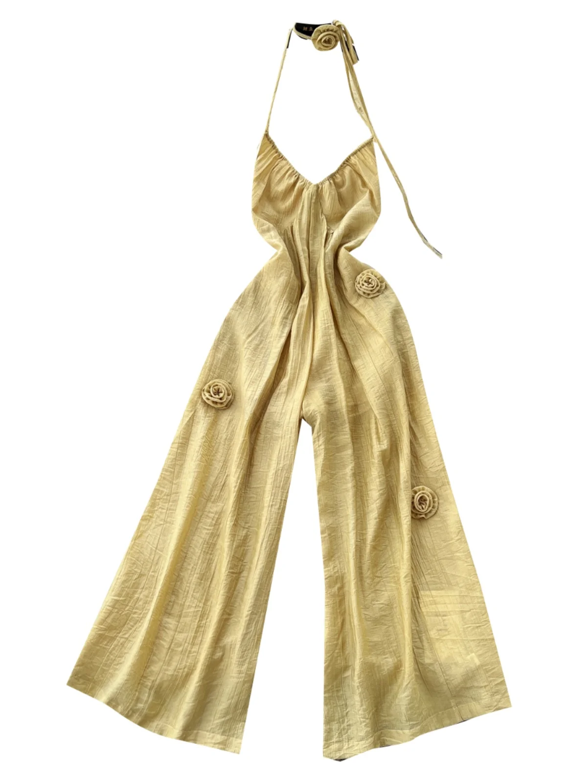 Mono de una pieza para mujer, estilo informal, hoado, de cintura alta, pierna recta, con tirantes coles en el cuello y ...