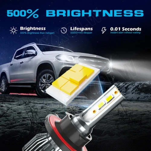 Imagen 2 del producto Para Hyundai Accent 2000-2017 4x H4 881 faro LED Hi/Lo + bombillas antiniebla 12V 6500K 20000LM blanco 1:1 mismo tamaño Canbus sin Error