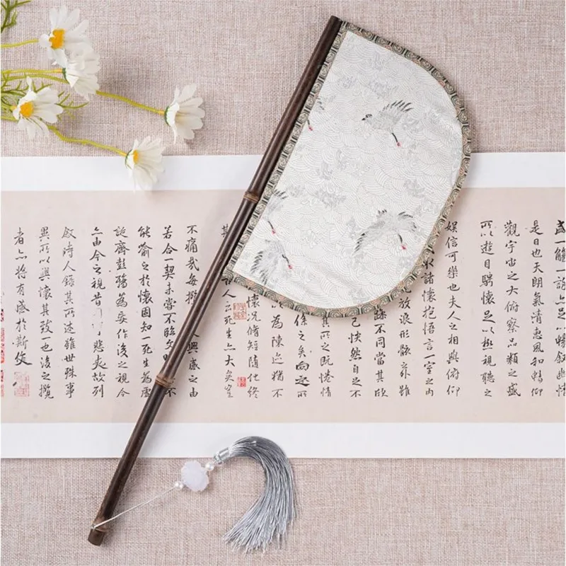 Creative Portable Bamboo Long Handle Knife Fan Simple Hanfu Photography Dance Prop Retro Multi functional Decorative Fan LH313