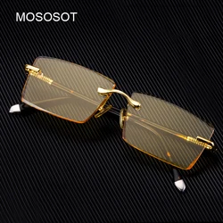 Occhiali da sole in vetro cristallo senza montatura uomo Business occhiali da sole in pietra naturale donna lenti minerali montatura in acetato Vintage antigraffio