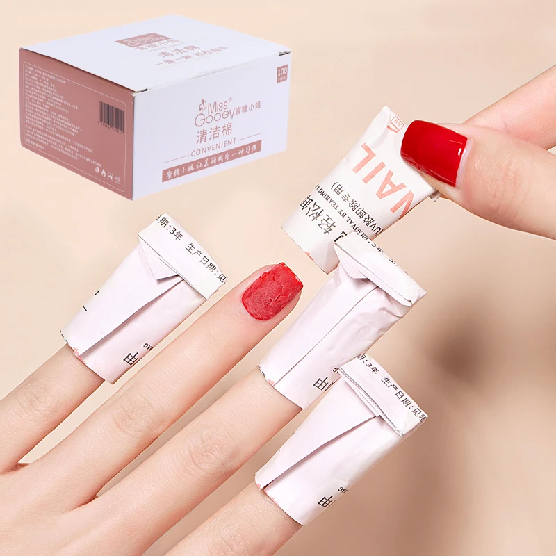 100 pièces de sachets jetables pour dissolvant à ongles - Lingettes nettoyantes à l'alcool, ensemble de fournitures de manucure respectueuses des ongles