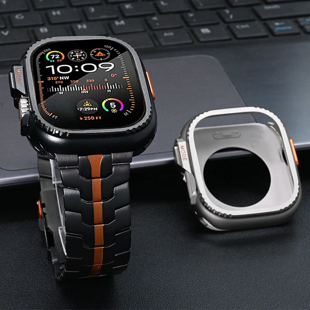 

Титановый металлический корпус для Apple Watch Ultra 2 49 мм серии 10 46 мм Мужской браслет для Iwatch 9 8 7 6 5 se 45 мм 44 мм Ремешок Correa