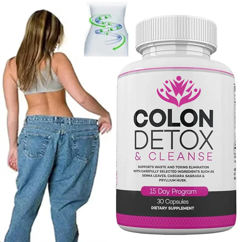 Limpiador de cólon de 15 días Detox Flush - Cápsulas de cáscara de psyllium, cascara sagrada y senna para intestinal y digestivo
