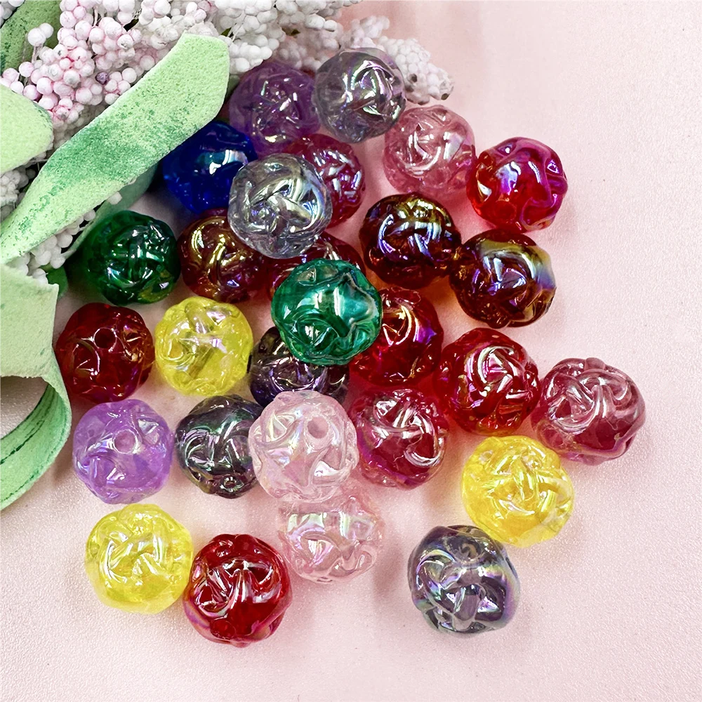 20Pcs 11.2mm Jelly Colored Acrylic Round Beads Craft DIY For Necklace Earrings Making DIY Beading Accessory