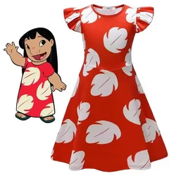Hawaiian Lilo Leaf Dress Princess Cosplay Costume Short Sleeve Knee Length Anime Dresses Daily Summer Hawaiian Lilo Leaf Dress