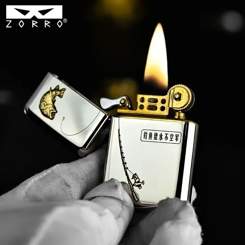 2026ZORRO 3rd Generation 790 High-end White Nickel Two-color Double-sided Keroseine Lighter Creative Windproof Firer Pure Copper