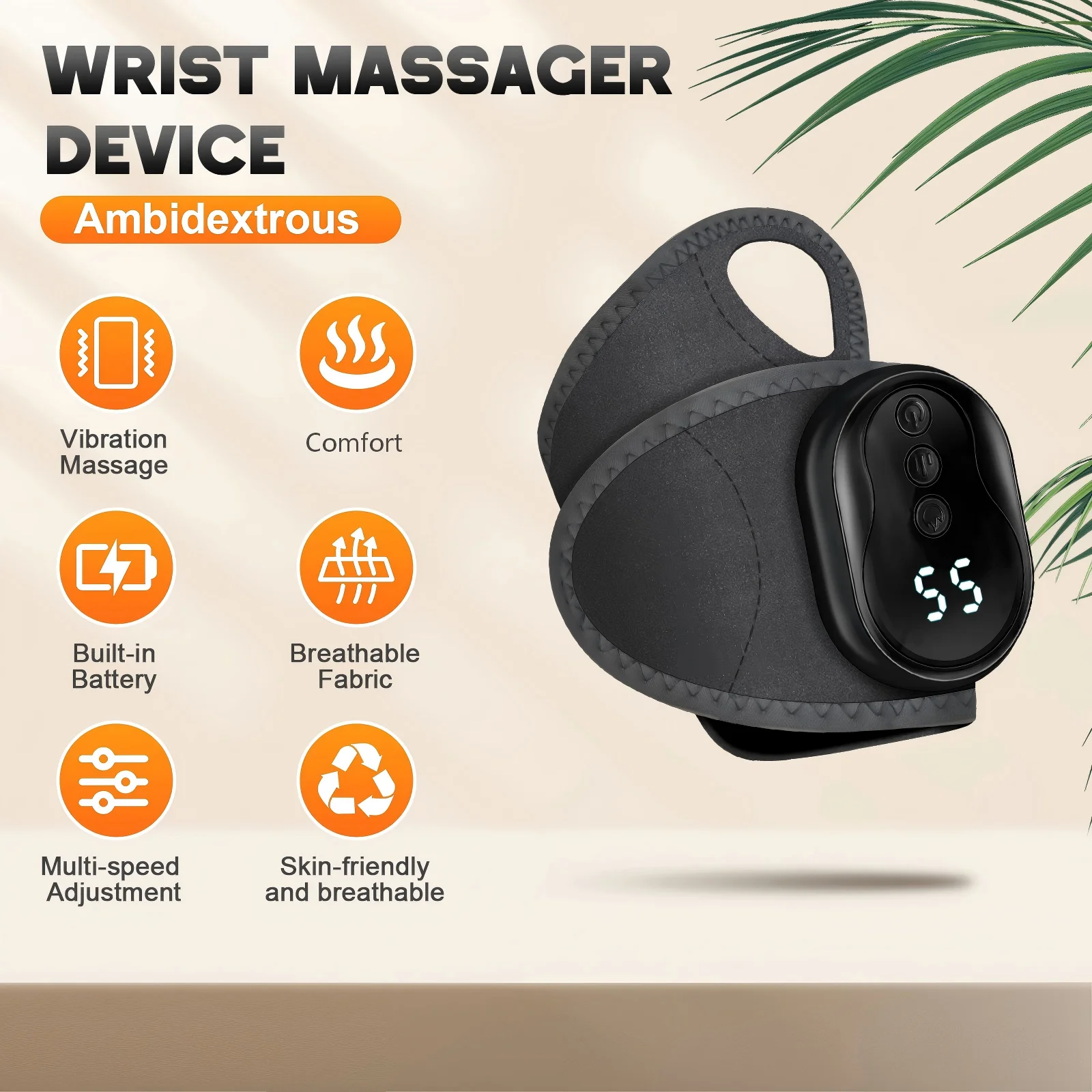 Electric Wrist Massager Vibration Wrist Wrap Machine Carpal Tunnel Brace Rechargeable Wristband for Hand Fascia Muscle Relax