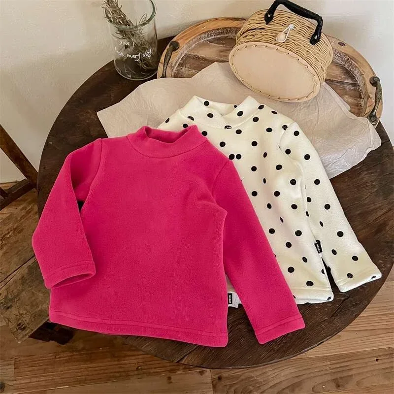 

Baby Girls Long-sleeve T-Shirt Kids Turtleneck Bottoming 2024 Spring Autumn Kids Top Tees Children‘s Clothing Korean Style