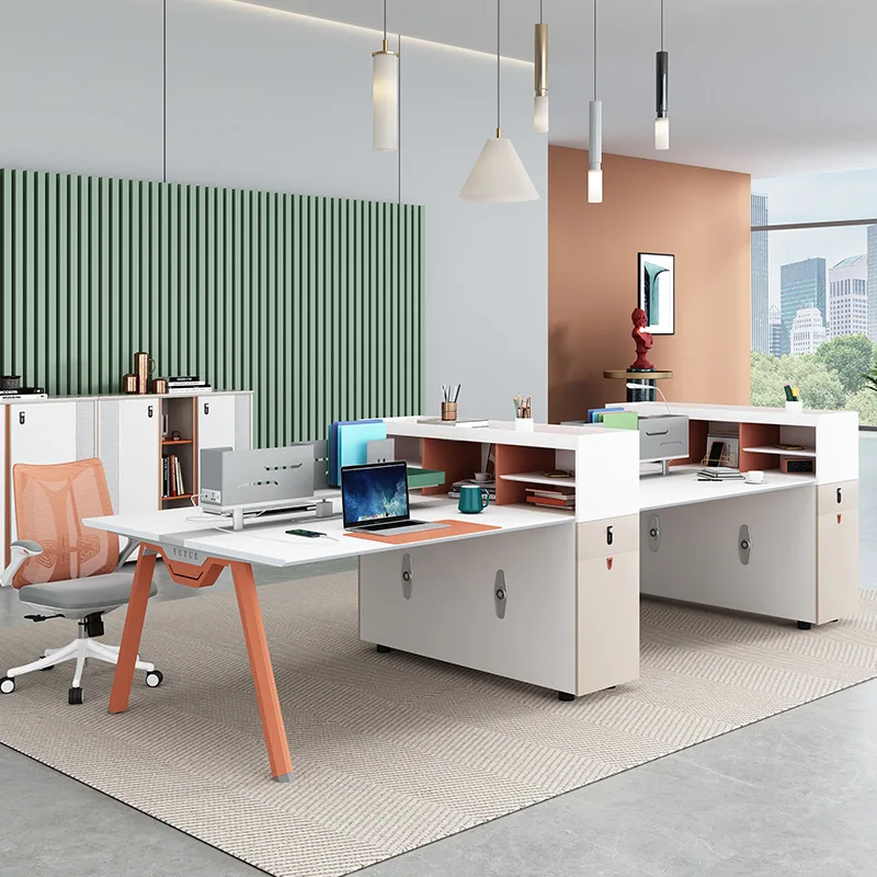 

Office desk and chair combination simple modern financial booth 2 people 4 people staff computer desk workstation