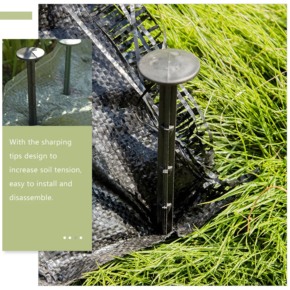 100 قطعة مسامير أرضية سوداء أوتاد حديقة بلاستيكية لتثبيت الحديقة مشاريع المناظر الطبيعية الخارجية طرف حاد سهل التركيب أوتاد أرضية #6