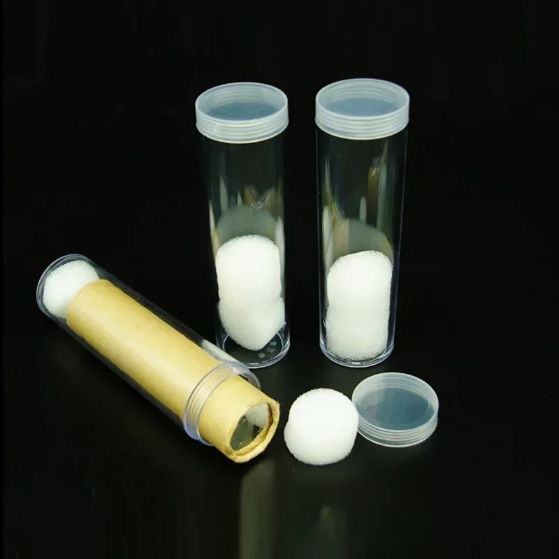 1pcs Round Clear Coin Tubes Plastic Coin Tubes with Screw Cap and Shockproof Protective Foam Pad for Coin Collecting Supplies