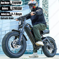 2500W Dual Motor 52V60AH Battery Adult E-bike Hydraulic Brake Electric Bike 20*4.5-In Fat Tire Mountain buggy Electric Bicycle