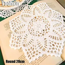 Hot Modern Lace Cotton Placemat Cup Coffee Coaster Tea Mug Kitchen Table Place Mat Cloth Crochet Christmas Doily Dining Pad