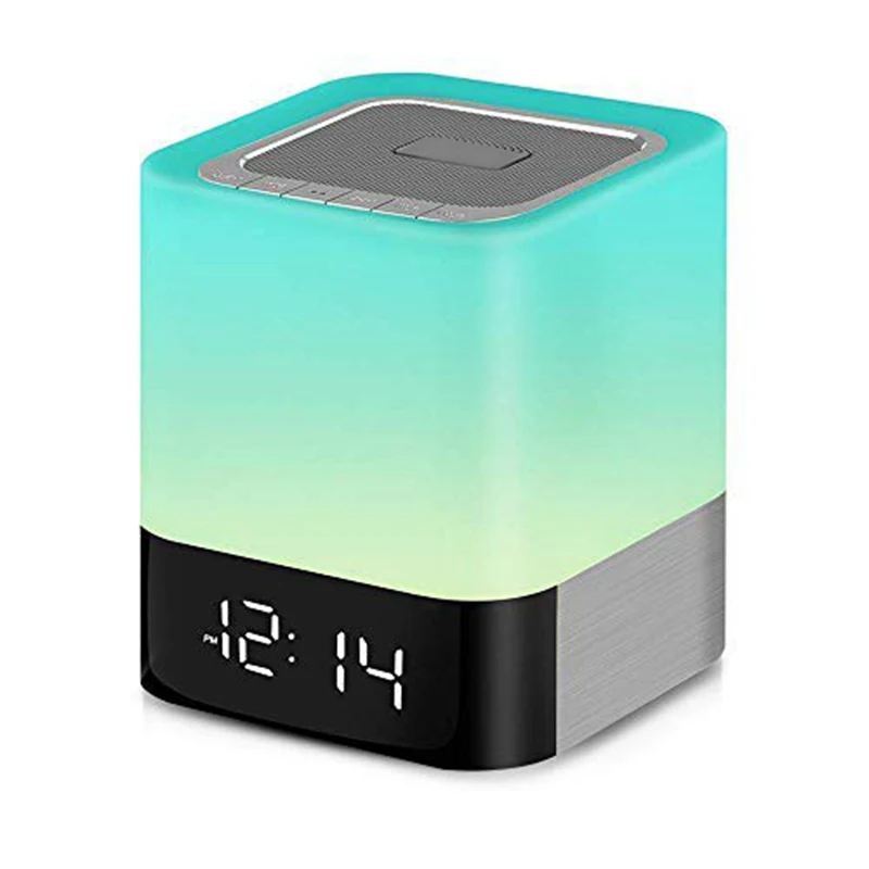 

Nightlight Bluetooth Speaker, LED Dimmable Bedside Sensor Touch-Lamp, Wireless Speaker with Color Changing Light and Alarm