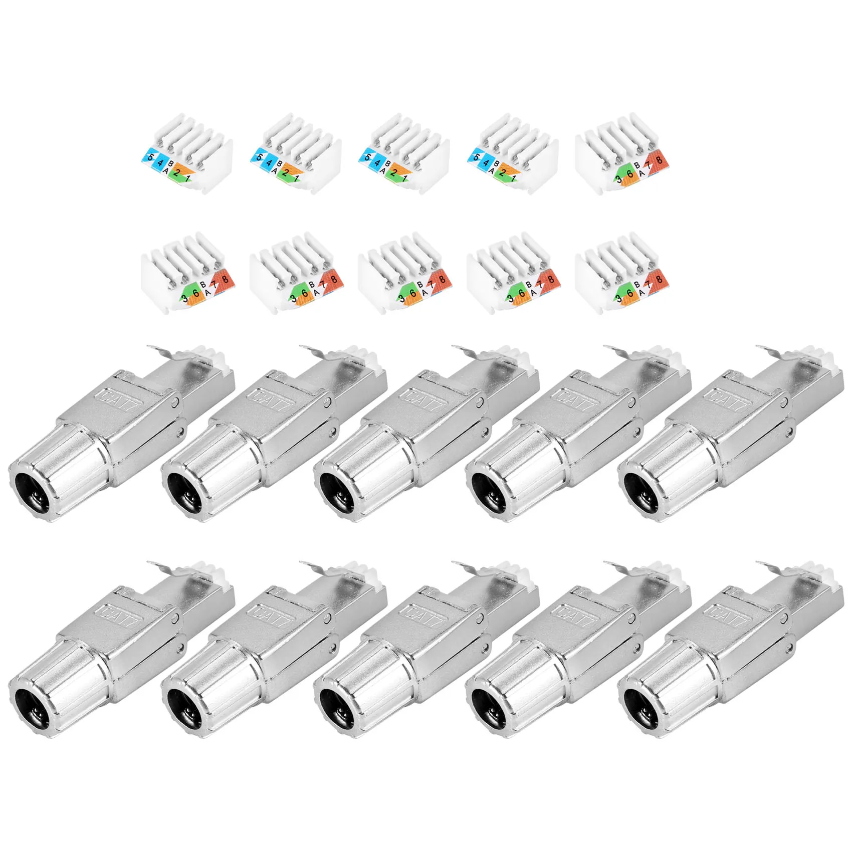 ABJT RJ45 Cat7 Connectors Tool-Free Reusable Shielded Ethernet Termination Plugs, Internet Plug, Fast Field Installation